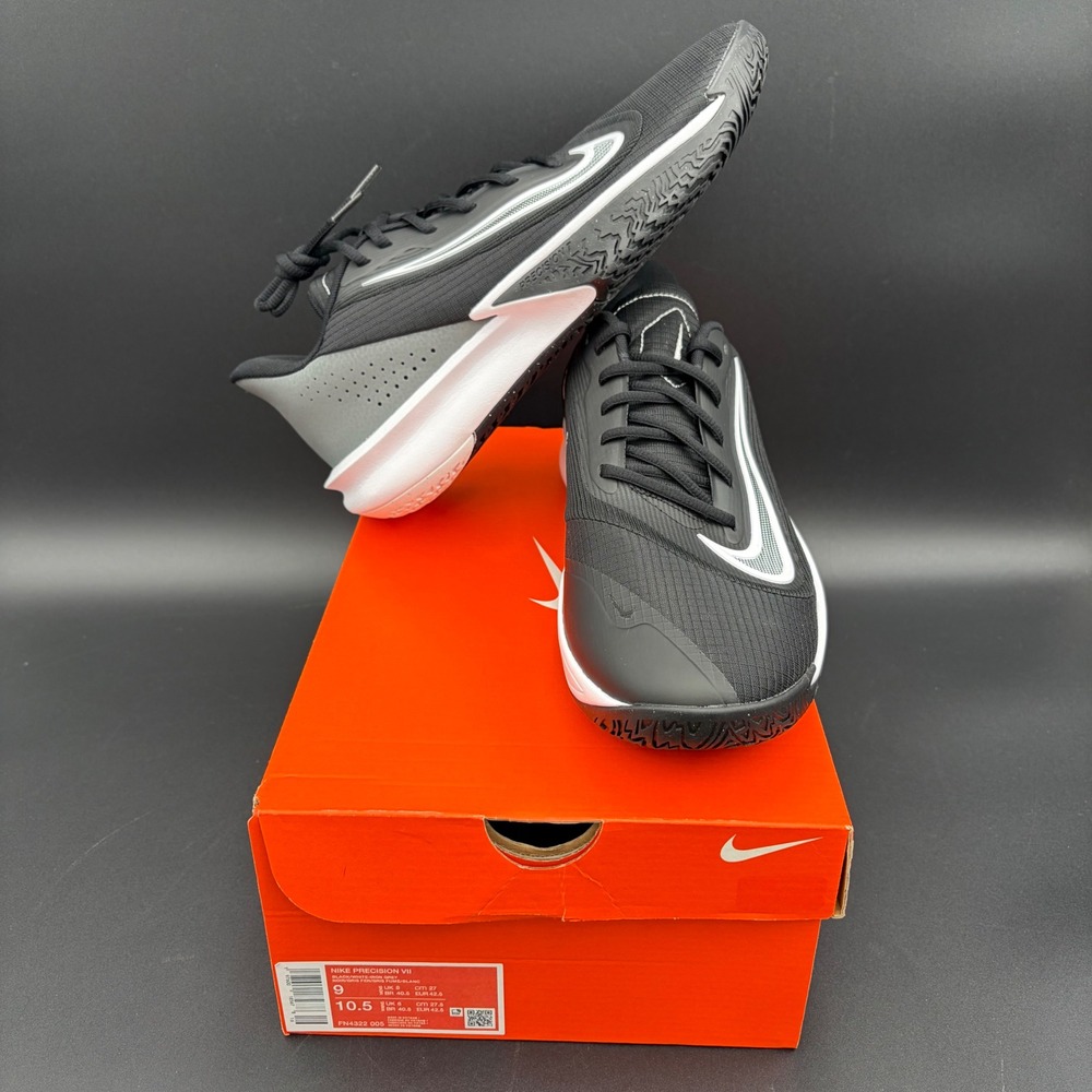 Nike Precision VII Basketball Shoes Black White Iron Grey FN4322-005 Mens‎ 9